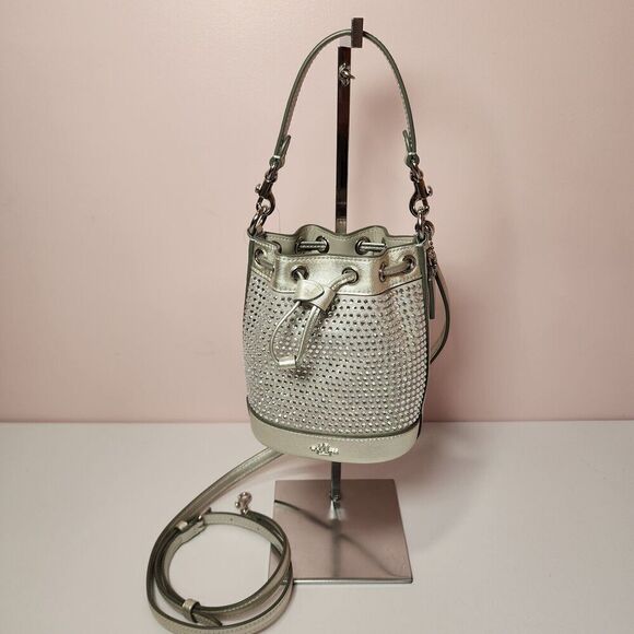 NWT Coach CW301 Mini Bucket Bag With Crystal Silver - Picture 1 of 6